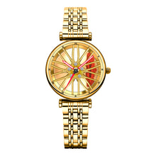 Load image into Gallery viewer, Spinning Car Watch for women with Stainless Steel Band Waterproof Japanese Quartz Wrist Watch