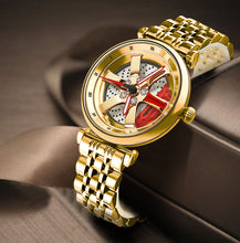 Load image into Gallery viewer, Spinning Car Watch for women with Stainless Steel Band Waterproof Japanese Quartz Wrist Watch