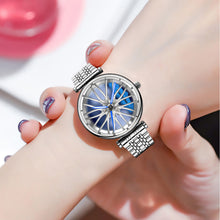 Load image into Gallery viewer, Spinning Car Watch for women with Stainless Steel Band Waterproof Japanese Quartz Wrist Watch