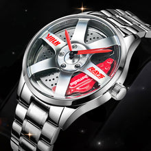 Load image into Gallery viewer, Car Rim Watch-Waterproof Stainless Steel Japanese Quartz Wrist Watch Sports Men’s Watches(Silver-HD)