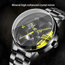 Load image into Gallery viewer, Car Wheel Watch-Waterproof Stainless Steel Japanese Quartz Wrist Watch Sports Men’s atches (Yellow)