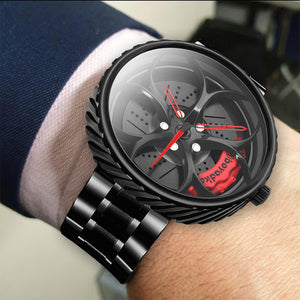 Car Wheel Watch-Waterproof Stainless Steel Japanese Quartz Wrist Watch Sports Men’s Watches