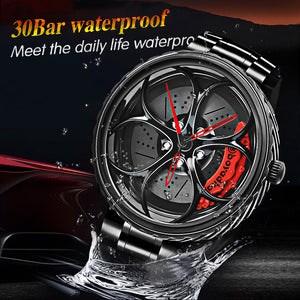 Car Wheel Watch-Waterproof Stainless Steel Japanese Quartz Wrist Watch Sports Men’s Watches