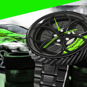 Car Wheel Watch-Waterproof Stainless Steel Japanese Quartz Wrist Watch Sports Men’s Watches
